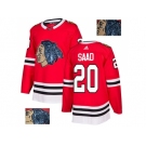 Men Adidas Chicago Blackhawks #20 Brandon Saad Red Home Authentic Fashion Gold Stitched NHL Jersey