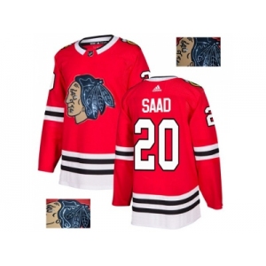 Men Adidas Chicago Blackhawks #20 Brandon Saad Red Home Authentic Fashion Gold Stitched NHL Jersey