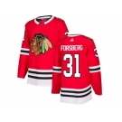 Men Adidas Chicago Blackhawks #31 Anton Forsberg Red Home Authentic Stitched NHL Jersey