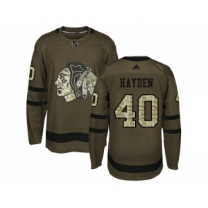 Men Adidas Chicago Blackhawks #40 John Hayden Green Salute to Service Stitched NHL Jersey