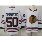 Men Adidas Chicago Blackhawks #50 Corey Crawford White Road Authentic Stitched NHL Jersey