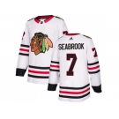 Men Adidas Chicago Blackhawks #7 Brent Seabrook White Road Authentic Stitched NHL Jersey