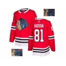 Men Adidas Chicago Blackhawks #81 Marian Hossa Red Home Authentic Fashion Gold Stitched NHL Jersey