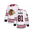 Men Adidas Chicago Blackhawks #81 Marian Hossa White Road Authentic Stitched NHL Jersey