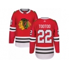Men's Adidas Chicago Blackhawks #22 Jordin Tootoo Authentic Red Home NHL Jersey