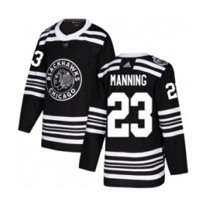 Men's Adidas Chicago Blackhawks #23 Brandon Manning Authentic Black 2019 Winter Classic NHL Jersey