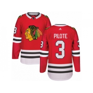 Men's Adidas Chicago Blackhawks #3 Pierre Pilote Authentic Red Home NHL Jersey
