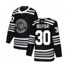 Men's Adidas Chicago Blackhawks #30 ED Belfour Authentic Black 2019 Winter Classic NHL Jersey