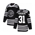 Men's Adidas Chicago Blackhawks #31 Anton Forsberg Authentic Black 2019 Winter Classic NHL Jersey