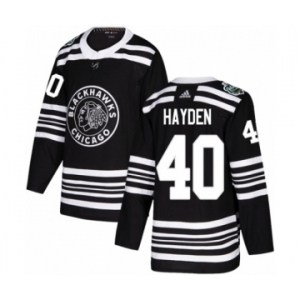 Men's Adidas Chicago Blackhawks #40 John Hayden Authentic Black 2019 Winter Classic NHL Jersey