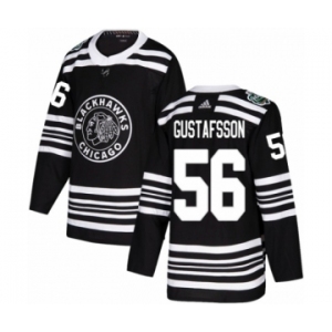 Men's Adidas Chicago Blackhawks #56 Erik Gustafsson Authentic Black 2019 Winter Classic NHL Jersey