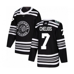 Men's Adidas Chicago Blackhawks #7 Chris Chelios Authentic Black 2019 Winter Classic NHL Jersey