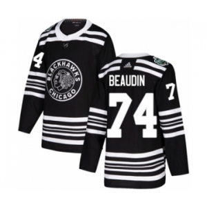 Men's Adidas Chicago Blackhawks #74 Nicolas Beaudin Authentic Black 2019 Winter Classic NHL Jersey