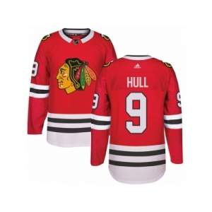 Men's Adidas Chicago Blackhawks #9 Bobby Hull Authentic Red Home NHL Jersey