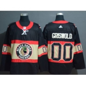 Men's Blackhawks #00 Clark Griswold Black Throwback Authentic Stitched Hockey Jersey