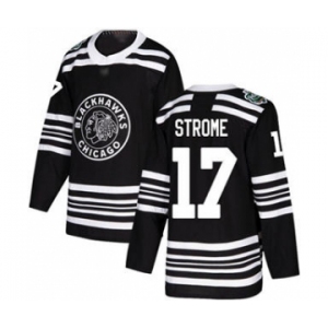 Men's Blackhawks #17 Dylan Strome Black 2019 Winter Classic Stitched Hockey Jersey