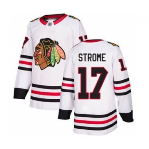 Men's Blackhawks #17 Dylan Strome White Road Stitched Hockey Jersey
