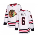 Men's Blackhawks #6 Olli Maatta White Road Authentic Stitched Hockey Jersey