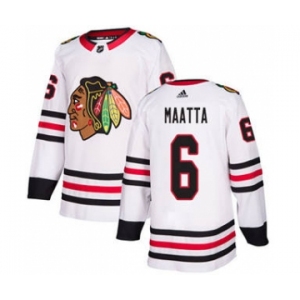 Men's Blackhawks #6 Olli Maatta White Road Authentic Stitched Hockey Jersey