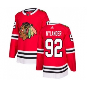Men's Blackhawks #92 Alexander Nylander Red Home Authentic Stitched Hockey Jersey