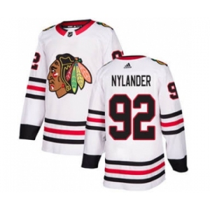 Men's Blackhawks #92 Alexander Nylander White Road Authentic Stitched Hockey Jersey