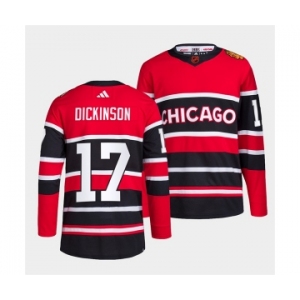 Men's Chicago Blackhawks #17 Jason Dickinson Red Black 2022 Reverse Retro Stitched Jersey