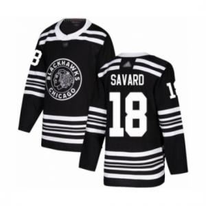 Men's Chicago Blackhawks #18 Denis Savard Authentic Black Alternate Hockey Jersey