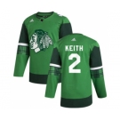 Men's Chicago Blackhawks #2 Duncan Keith 2020 St. Patrick's Day Stitched Hockey Jersey Green