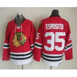 Men's Chicago Blackhawks #35 Tony Esposito Red Throwback Jersey