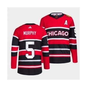 Men's Chicago Blackhawks #5 Connor Murphy Red Black 2022 Reverse Retro Stitched Jersey