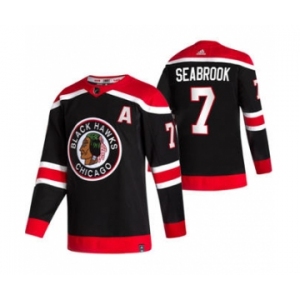 Men's Chicago Blackhawks #7 Brent Seabrook Black 2020-21 Reverse Retro Alternate Hockey Jersey