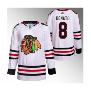 Men's Chicago Blackhawks #8 Ryan Donato White Stitched Hockey Jersey