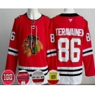 Men's Chicago Blackhawks #86 Teuvo Teravainen Red 100 Years Anniversary Authentic Jersey