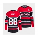 Men's Chicago Blackhawks #88 Patrick Kane Red Black 2022 Reverse Retro Stitched Jersey