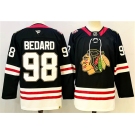 Men's Chicago Blackhawks #98 Connor Bedard Black Stitched Hockey Jersey
