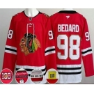 Men's Chicago Blackhawks #98 Connor Bedard Red 100 Years Anniversary Authentic Jersey