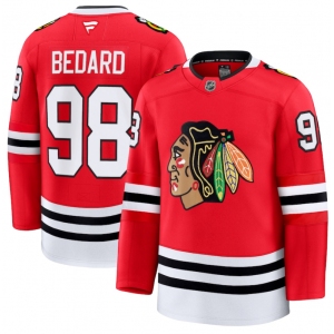 Men's Chicago Blackhawks #98 Connor Bedard Red 2024-25 Home Stitched Hockey Jersey