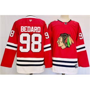 Men's Chicago Blackhawks #98 Connor Bedard Red Stitched Hockey Jersey