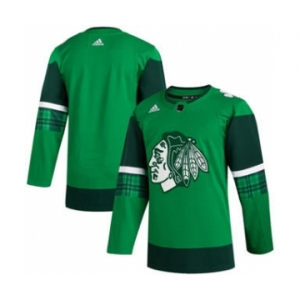 Men's Chicago Blackhawks Blank 2020 St. Patrick's Day Stitched Hockey Jersey Green