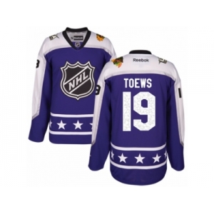 Men's Reebok Chicago Blackhawks #19 Jonathan Toews Authentic Purple Central Division 2017 All-Star NHL Jersey