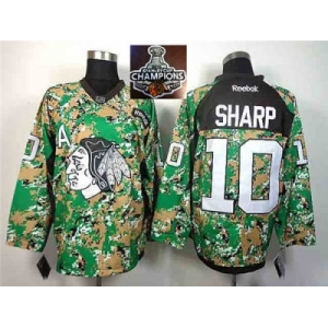 NHL Chicago Blackhawks #10 Patrick Sharp Camo Veterans Day Practice 2015 Stanley Cup Champions jerseys