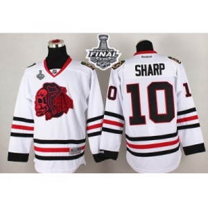 NHL Chicago Blackhawks #10 Patrick Sharp White(Red Skull) 2015 Stanley Cup Stitched Jerseys