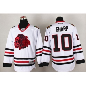 NHL Chicago Blackhawks #10 Patrick Sharp White(Red Skull) Stitched Jerseys