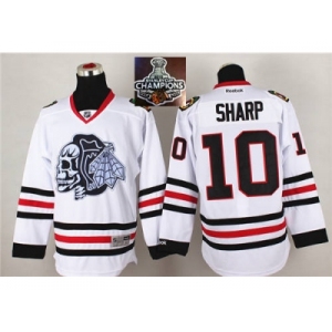 NHL Chicago Blackhawks #10 Patrick Sharp White(White Skull) 2014 Stadium Series 2015 Stanley Cup Champions jerseys