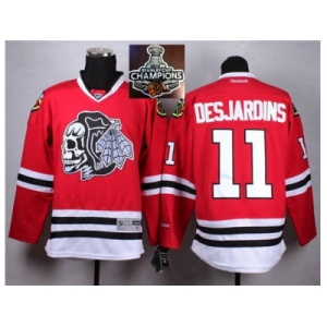NHL Chicago Blackhawks #11 Desjardins Red(White Skull) 2014 Stadium Series 2015 Stanley Cup Champions jerseys