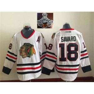 NHL Chicago Blackhawks #18 VINTAGE Denis SAVARD White CCM 2015 Stanley Cup Champions jerseys