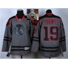 NHL Chicago Blackhawks #19 Jonathan Toews Charcoal Cross Check Fashion 2015 Stanley Cup Champions jerseys