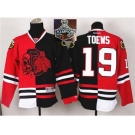 NHL Chicago Blackhawks #19 Jonathan Toews Red Black Split Red Shull 2015 Stanley Cup Champions jerseys