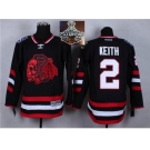 NHL Chicago Blackhawks #2 Duncan Keith Black(Red Skull) 2014 Stadium Series 2015 Stanley Cup Champions jerseys
