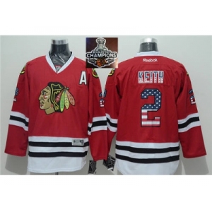 NHL Chicago Blackhawks #2 Duncan Keith Red USA Flag Fashion 2015 Stanley Cup Champions jerseys
